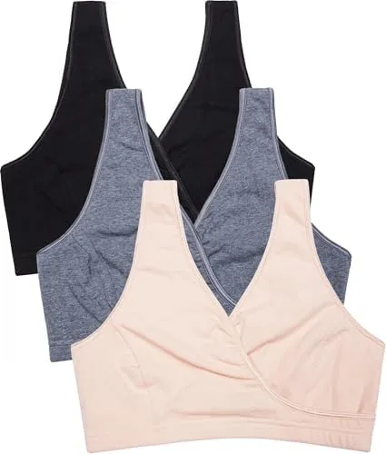 cakye 3 pack maternity nursing bra for sleep cotton breastfeeding bras large third style
