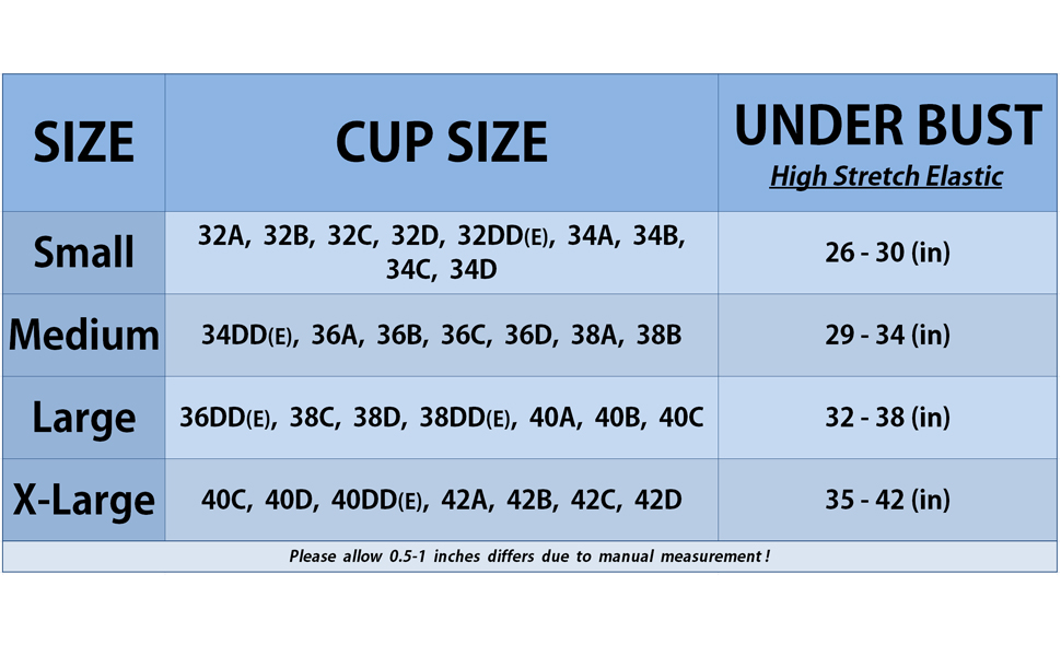 CAKYE nursing bra size chart — find your perfect fit